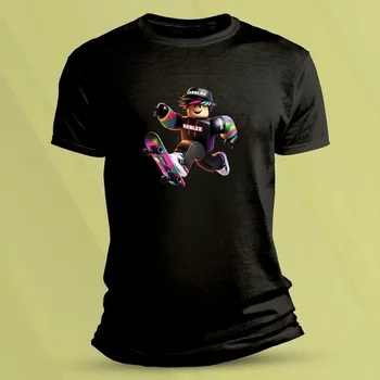 Bavlněné dětské tričko Roblox barevný skejťak 2 Černá velikost 152 (12-13 let)