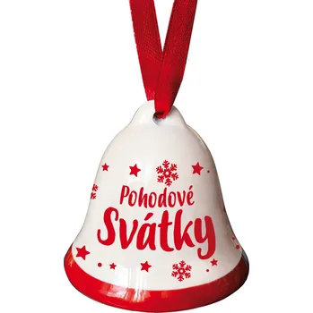Bytová dekorace Nekupto Vánoční zvonek s potiskem - Pohádkové svátky