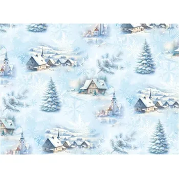 Balící papír Czechobal Vánoční papír 70x100 cm zasněžené domky