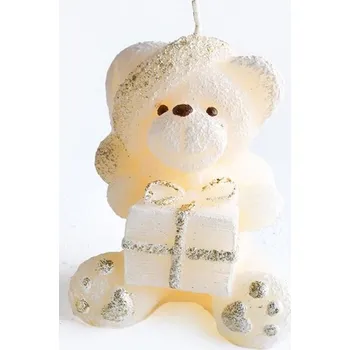 Svíčka Parafínová svíčka TEDDY 15 cm krémová