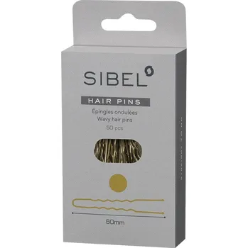 Vlásenky do vlasů profilované, barva zlatá Sibel P005419 - 60 mm / 6 cm - 50 ks