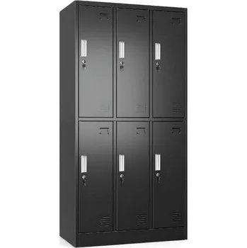 Šatní skříň JAKS Kovová šatní skříň černá 6 boxů 90 cm