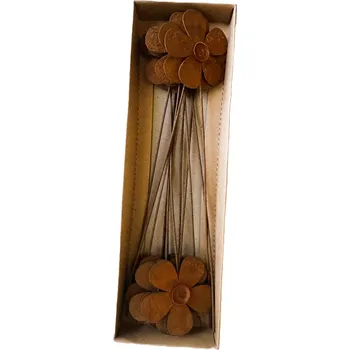 Vánoční dekorace Kovový zápich vintage - kytička, 6 cm, sada 12 ks