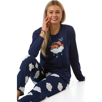 Dámské pyžamo Dámské tmavě modré pyžamo s medvídkem na obláčku 1B2313 modrá l