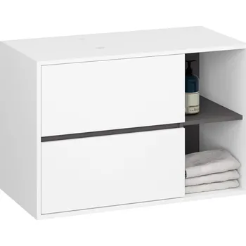 Policová skříň Závěsná skříňka pod umyvadlo VAMI s otvory 90 cm bílá/šedý grafit