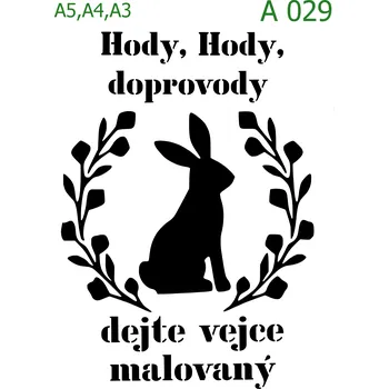 Plastová šablona pro malování - Velikonoce - Zajíček a text (A029) - A3 , Nelepící folie
