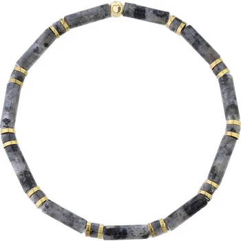 Náramek Manoki Luxusní pánský náramek Antonio Gold - larvikit, zlatý hematit BA1195GS Šedá 20 cm