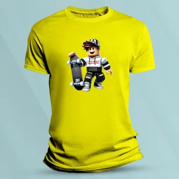 Dětské tričko s potiskem Roblox skejťak 3 Žlutá velikost 140 (9-11 let)