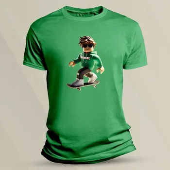 Chlapecké tričko Bavlněné dětské tričko Roblox skejťak 4 velikost 152 Zelená