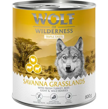 Pro psa 6x800g Wolf of Wilderness Adult "The Taste Of" - The Savanna - krůtí, hovězí, kozí