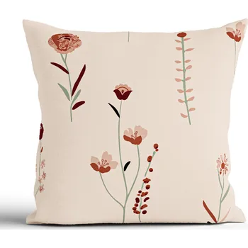 Povlak na dekorativní polštářek Bavlněný povlak na polštář Renforcé 40 × 40 cm - Vlčí máky béžové