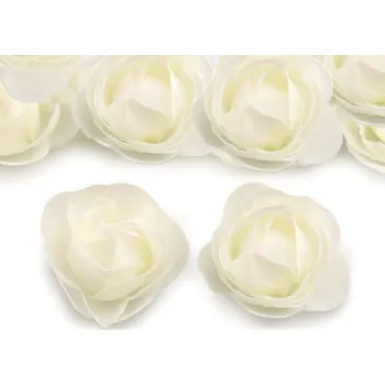 umělá květina Textilní květ růže Ø3,5 cm Varianta: 2 krémová nejsvět., Balení: 4 ks