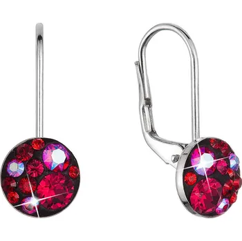 Náušnice Stříbrné náušnice visací s červenými krystaly Swarovski malé 31321.3 cherry | Elegantní design | Kvalitní zpracování | Dámské naušnice | Dámské šperky | ROMERO rhodiované stříbro, Swarovski krystaly