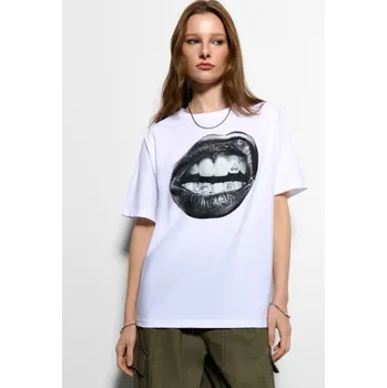 Dámská móda Tričko s potiskem - L - House - bílý - 641GV-00X