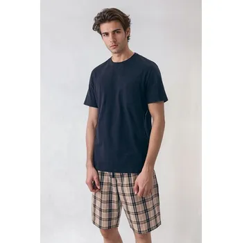 Pánské pyžamo Pánské pyžamo Dexter tmavě modré M - Dárková krabička