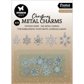 Výtvarná sada Kovové přívěsky, 10 ks - Stříbrné vločky