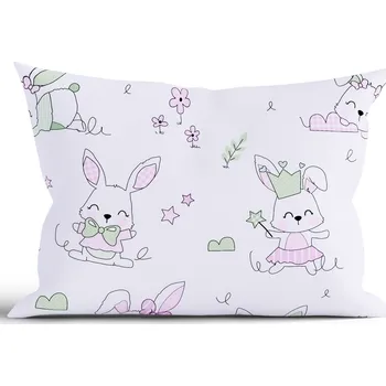 Povlak na polštářek Bavlněný povlak na polštář Renforcé 50 × 70 cm - Králíčci růžové