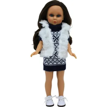 Panenka Panenka Naia v pletených šatech a bílé vestičce od firmy Folk Artesanía (41 cm )