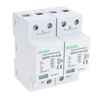 Přepěťová ochrana Tracon ESPD1+2+3-25-2P Svodič přepětí AC, typ T1+T2+T3,neodnímatelný modul (Tracon ESPD1+2+3-25-2P)
