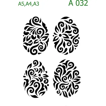 Plastová šablona pro malování - Velikonoce - Kraslice (A032) - A4 , Nelepící folie