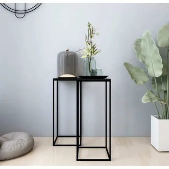 Konferenční stolek vidaXL Odkládací stolky 2 ks černé ocel [336128]