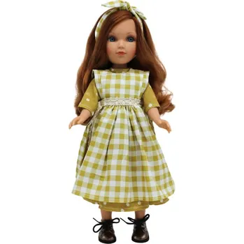 Panenka Panenka Mari´s v puntíkových šatech hořčicové barvy od firmy Folk Artesanía (41 cm )