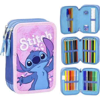 Penál Lilo and Stitch Třípatrový penál s náplní Lilo a Stitch vybavený fialkový 01