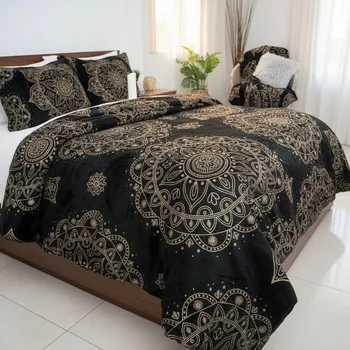 Povlečení Mikroplyšové povlečení - Orient 200x220 Černé 200 x 220, 70 x 90 cm zip