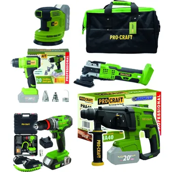 Procraft aku sada nářadí 20V 6dílů 2 x baterie 2.0Ah s nabíječkou