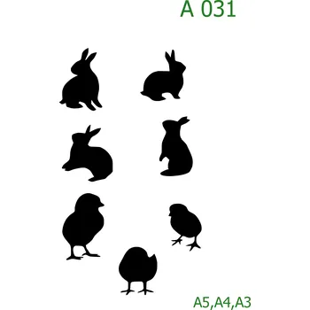 Plastová šablona pro malování - Velikonoce - Zvířata (A031) - A4 , Lepící fólie