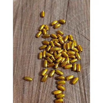 Korálek Plastové voskové korálky / perly Glance rýže 3x6 mm barva zlatá