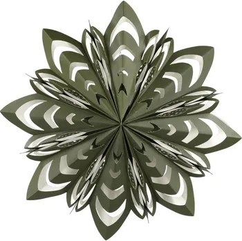 Vánoční dekorace Olivová papírová zdobená hvězda Vintage Paper Star - 60 cm
