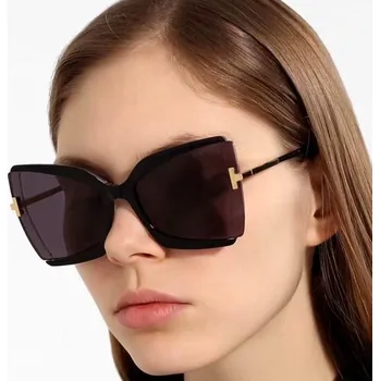 Sluneční brýle Velké čtvercové dámské sluneční brýle s kočičíma očima, kovový rám, UV filtr 400 kat. 3, délka 14,5 cm