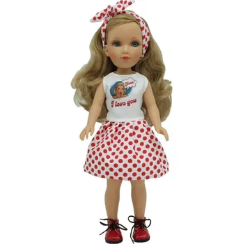 Panenka Panenka Mari´s v bílých šatech s puntíkovanou sukní od firmy Folk Artesanía (41 cm )