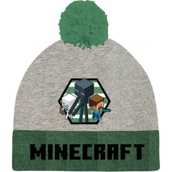 Pokrývka hlavy Minecraft zimní čepice Steve a Monsters šedá dětská Velikost čepice: 52 cm