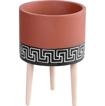 Květináč MagicHome Dekorace MagicHome, Květináč s mozaikou, cement, terakota, s nožkami, 22x22x31 cm