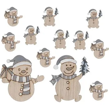 Vánoční dekorace Anděl Přerov, s.ro. Sněhuláci s lepíkem 4 cm, 12 ks šedí