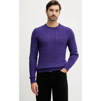 Pánský svetr Vlněný svetr Tommy Hilfiger pánský, fialová barva, MW0MW40442 45X, vel. M