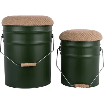 Taburet Taburet s úložným prostorem Leitmotiv Buckets 39 x 31 cm 2-pack zelená barva LM2263DG 79X