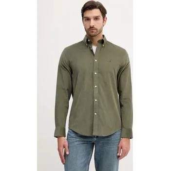 Pánská košile Manšestrová košile Tommy Hilfiger pánská, zelená barva, regular, s límečkem button-down, MW0MW40486 91X, vel. XXL