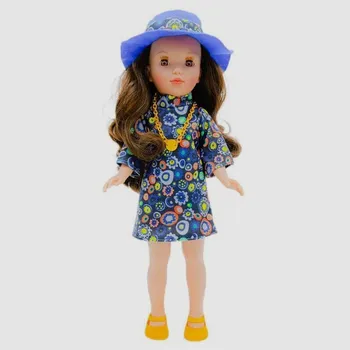 Panenka Panenka Pepa´s v modrých šatech a kloboučku od firmy Folk Artesanía (41 cm )