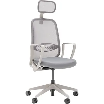 MDD Světle šedá kancelářská židle Astro s područkami