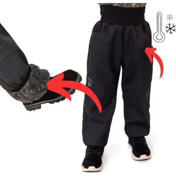 Dívčí kalhoty Esito (ušito v ČR) Dětské zimní softshellové kalhoty Esito s umělým kožíškem černé 86