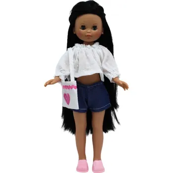 Panenka Snědá panenka Elena s bílou blůzkou od firmy Folk Artesanía (35 cm )