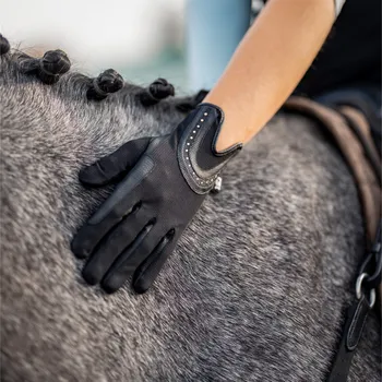 Jezdecké rukavice RSL Rukavice jezdecké Good Luck Glitter RSL, black/rose gold coloured M