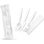 Sada příborů, opakovaně použitelná (PP/PAP) lžíce+nůž+vidlička+ubrousek [250sad]