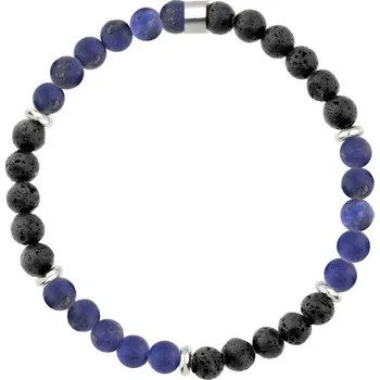 Náramek Manoki Pánský korálkový náramek Joel - 6 mm lapis lazuli, lávový kámen X-BA1255LL/19 19 cm Modrá