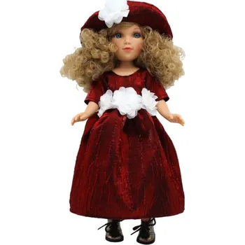 Panenka Panenka Mari´s ve vínových šatech a kloboučku od firmy Folk Artesanía (41 cm )