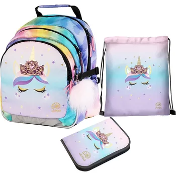 Set školních potřeb Školní batoh pro prvňáčky Ulitaa - Jednorožec, 3dílný set