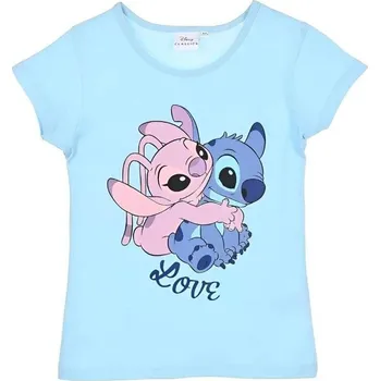 Dívčí oblečení Dívčí tričko s krátkým rukávem LOVE Stitch světle modré